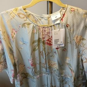 Nature print loose fitting buttoned back dress